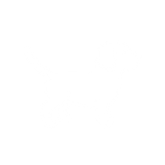 white icon of a side view of a standing dog